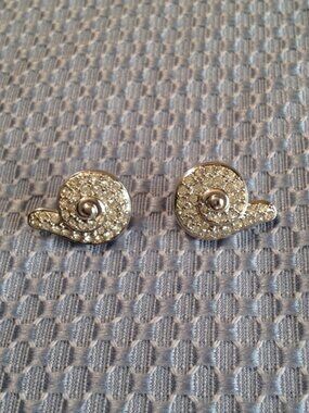 Vintage Swarovski Crystal Rhinestone Swirl Snail Earrings Pierced